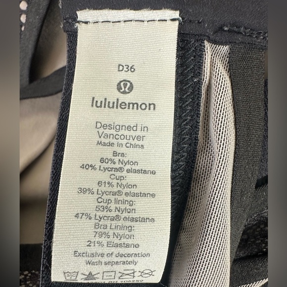 Lululemon Awake to Lace Bra Black/Barely Beige size 36D - Picture 4 of 4